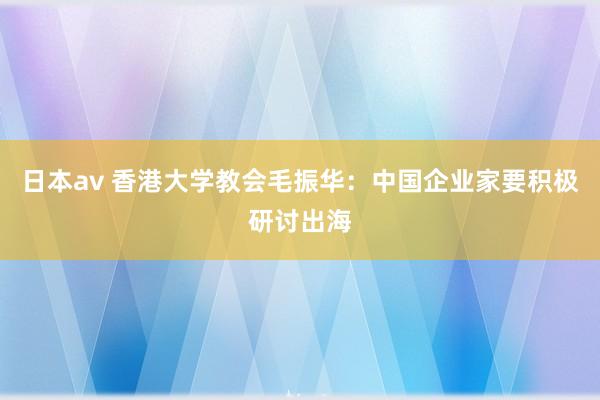 日本av 香港大学教会毛振华:中国企业家要积极研讨出海