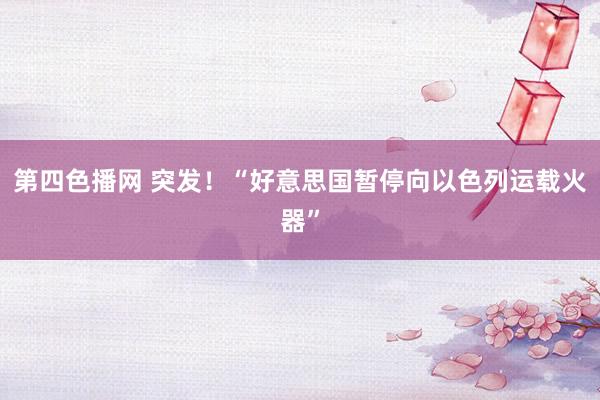 第四色播网 突发！“好意思国暂停向以色列运载火器”